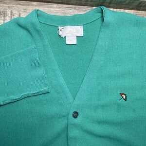 Arnold Palmer Golf‎ Cardigan Sweater Umbrella Men XL Green Vintage Grampa Core